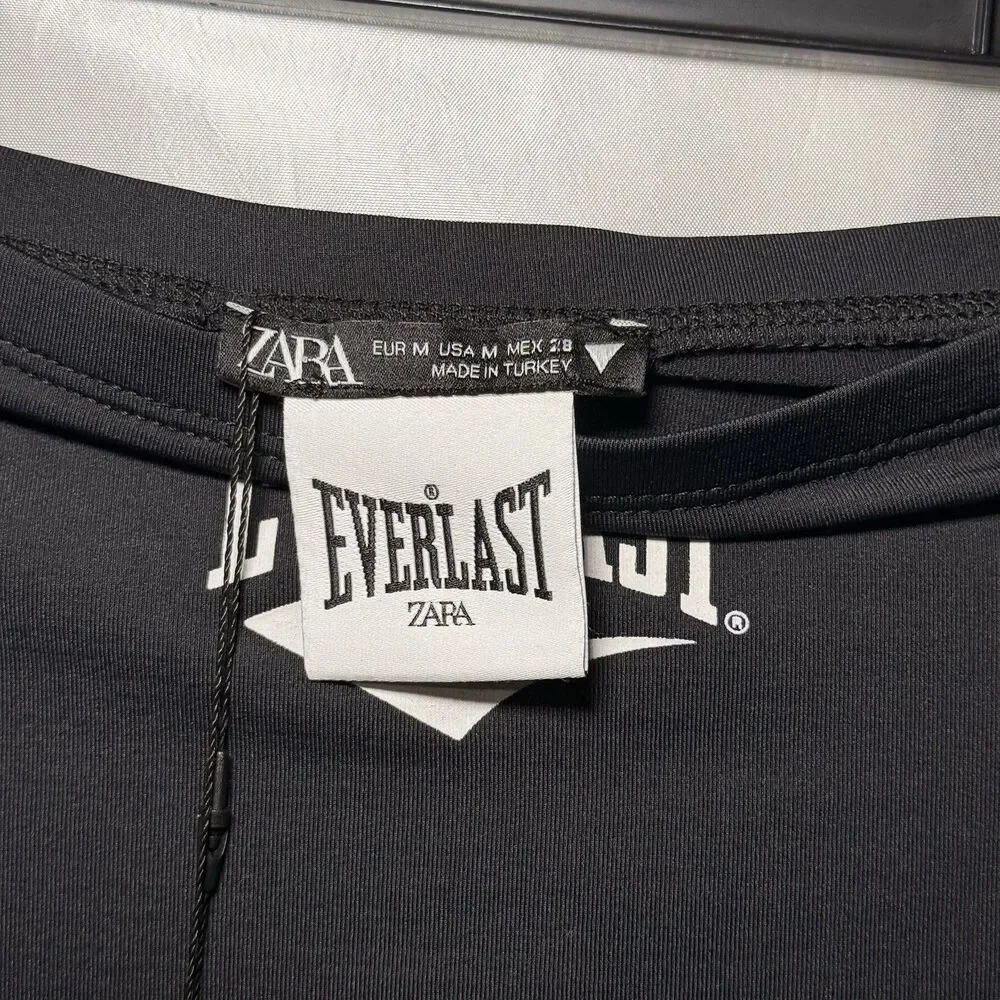 Zara+EVERLAST Women’s Low Rise Long Black Skirt Spandex SZ M NWT Y2K Style